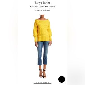New! Tanya Taylor Marie Off-Shoulder Wool Sweater size small yellow